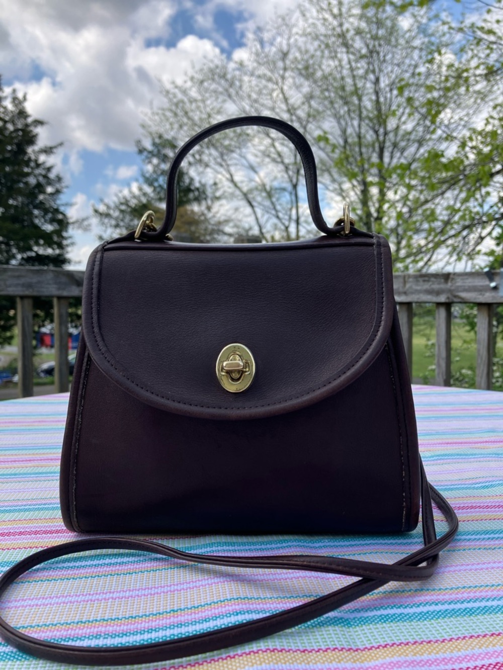 Coach Vintage Regina Mahogany Brown Leather Top-Handle Crossbody 9983